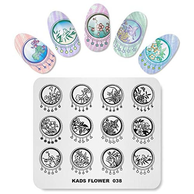 KADS Nail Plate Beautiful Floral Nail Stencil Nail Image Plate