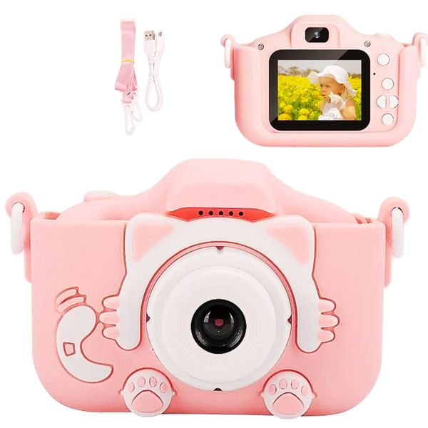 Generic Digital Camera for Toddler Kids. Toys for Boys and Girls. Exciting Gift for All Ages. Front and Back Cameras, High Definition Video and Fun Games for Every time (Pink), Q9, C16