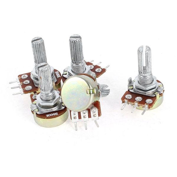 uxcell Control Potentiometer, Metal Axis, Top Adjustment, Single Linear 5 Pieces, B500K Type B 500K Ohm