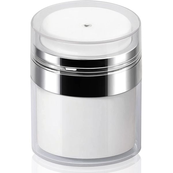 Airless Pump Jar - 1.7 Oz Air Pump Container for Cream, Pump Moisturizer Contain
