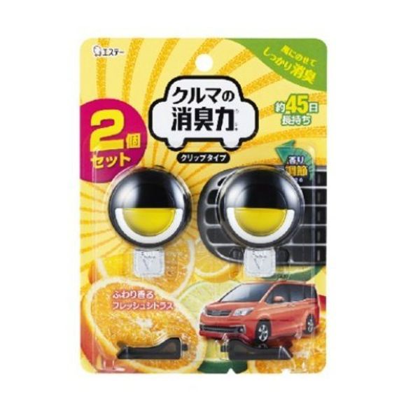 S.T., Car Air Freshener Clip Power Set of 2, Citrus x 3 Pcs Set (4901070160341)