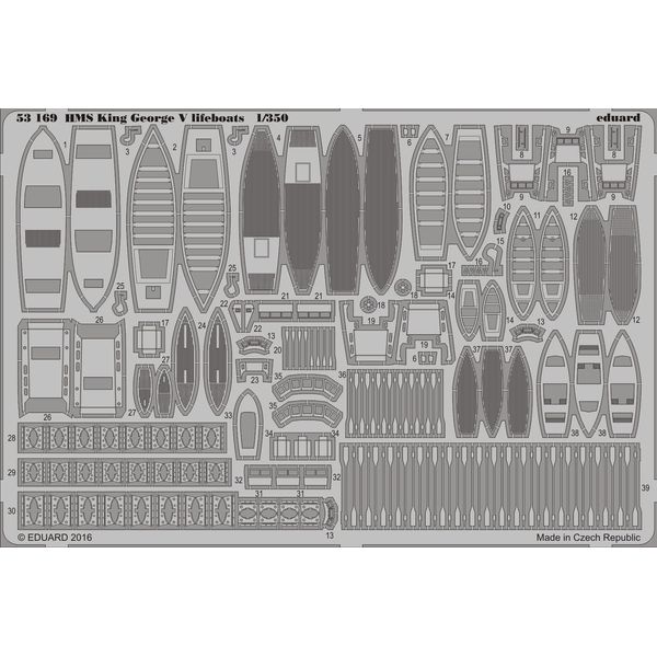 Eduard Photoetch 1:350 - HMS King George V Lifeboats (Tamiya) / EDU53169 1:350 Eduard PE - HMS King George V Lifeboats Detail Set (for use with the Tamiya model kit) [MODEL KIT ACCESSORY]