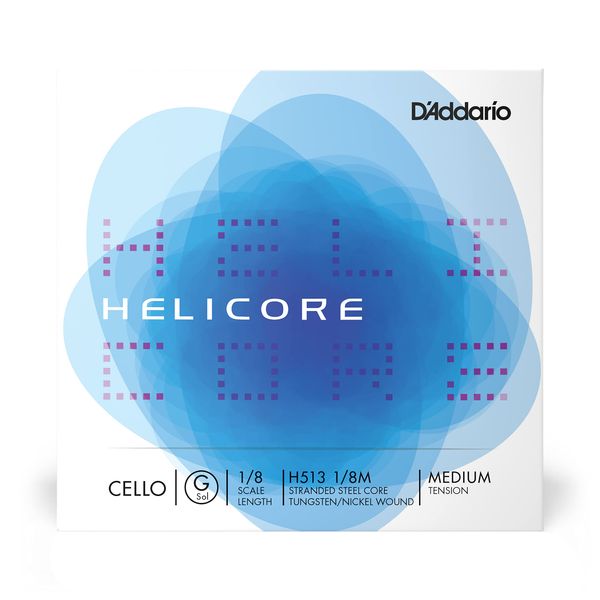 D'Addario Helicore Cello Single G String, 1/8 Scale, Medium Tension