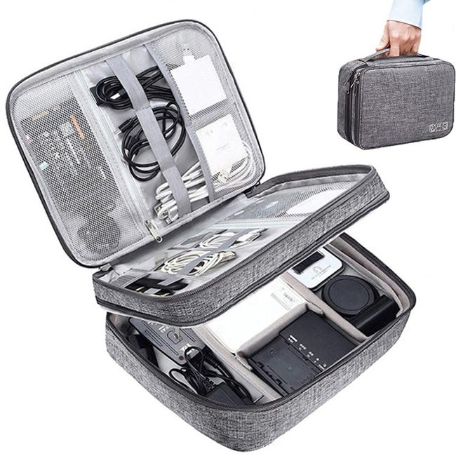 Travel Cable Organizer Bag Three-Layer Electronics Accessories Cable Bag  for Cables Chargers iPad Phone SD Card Wires Cords