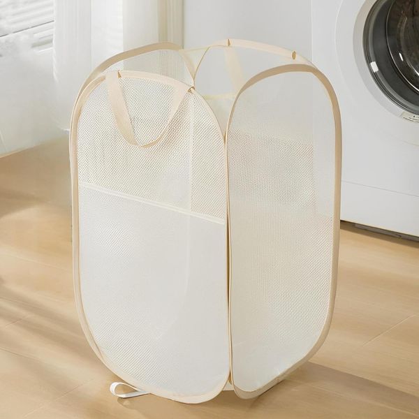 fogman Laundry Hamper Laundry Basket Laundry Bag Folding Vertical Large Capacity Basket (Vertical, Beige)