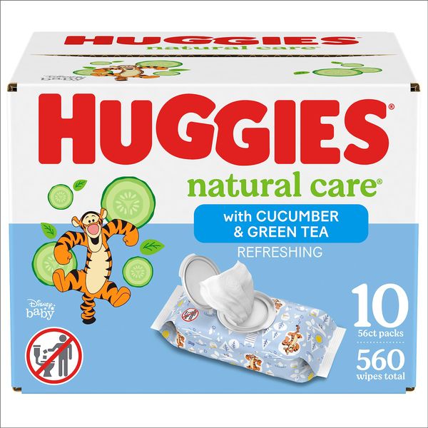 Huggies Natural Care Refreshing Baby Wipes, Hypoallergenic, Scented, 10 Flip-Top Packs (560 Wipes Total), Packaging May Vary