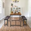🚜3 Piece Kitchen Table Set Dining Table and Chairs for 2 Metal and Wood Rustic