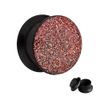 Treuheld® Glitter Ear Plug - Pink - 16 Sizes: 3 mm - 30 mm | with Thread - Double Flare Black - Piercing Flesh Tunnel Plug with Glitter Made of Black Plastic/Acrylic for Screwing, Plastic