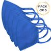 Pack of 5 solid knitted Face Mask two layers reusable washable bandanas Blue