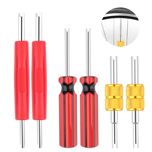 6Pcs Valve Core Removal Tool Kit, R134 R12 A/C HVAC Air Conditioner Schrader Valve Stem Removal Tool,Single & Dual Head A/C Valve Core Extractor Air Conditioning Line Repair Removal Tools