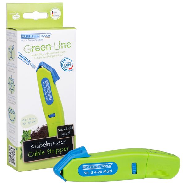 WEICON Tools Cable Knife No. S 4-28 Multi Green Line/Sustainable raw Materials/with Stripping Function in The housing