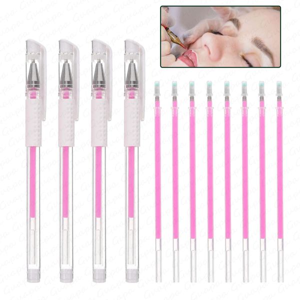 Guapa Eyebrow microblading Marker Pen,Skin Marker Pen,Microblading Eyebrow Marker Pen,Lip Permanent Makeup Position Mapping Mark Tools (Pink suit 1)