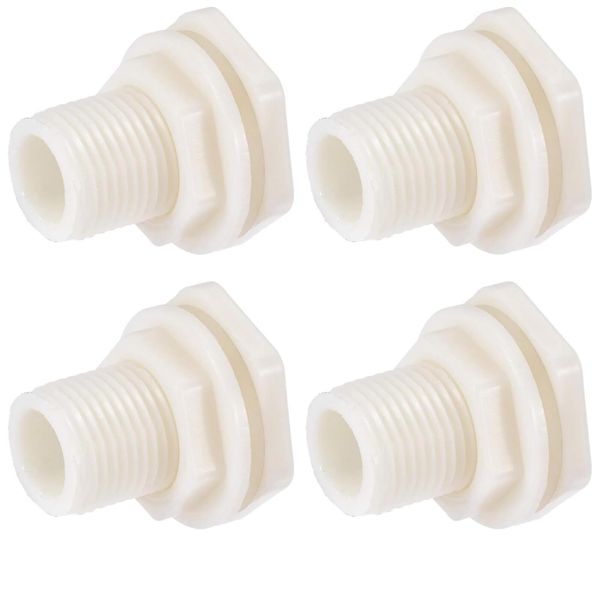 Recogwood 4Pcs Bulkhead Fitting, G1/2 Male Tube Adaptor Pipe Fitting with Silicone Gasket for Water Tanks