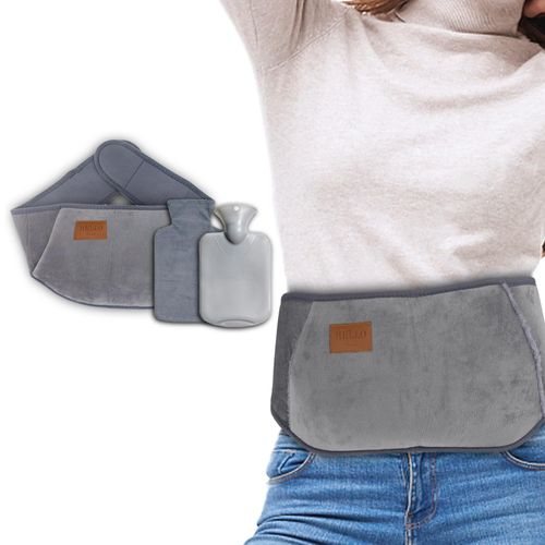 Hot Water Bottle Pouch with Waist Cover with Wearable Belt, Wrap Around Hot Water Bottle PVC Soft Hand Warmer Leakproof Water Bag for Stomach, Period Pain Relief, Back, Tummy and Shoulders
