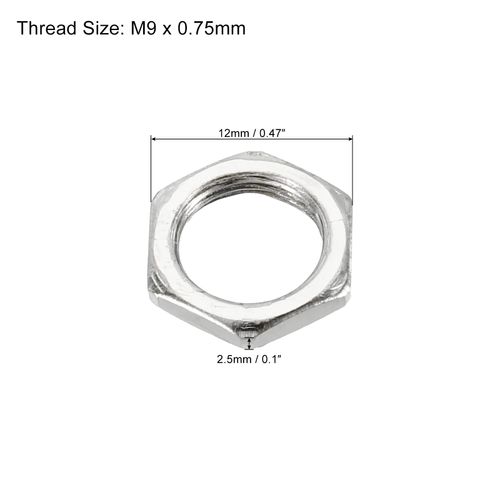 PATIKIL 30pcs M9 x 0.75 Steel Hex Nuts Metric Thread Zinc Plated Hardware Nut Screw Bolt Fastener 2.5mm Height