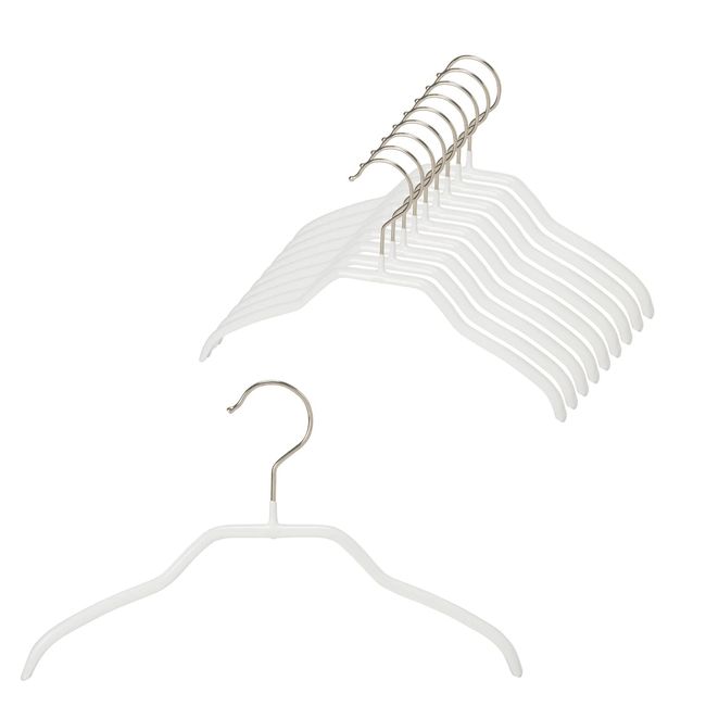 Mawa German Non-Slip Hangers, Kids Size, Silhouette, 28F, Set of 10, White