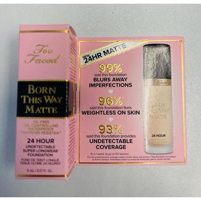 TOO FACED BORN THIS WAY MATTE 24 HOUR FOUNDATION SNOW 5ML NEW WITH BOX