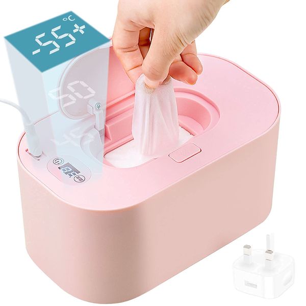 Baby Wipes Dispenser, Wet Wipe Warmer for Babies Adjustable 40℃-60℃, USB Powered Wipes Dispenser Box Portable