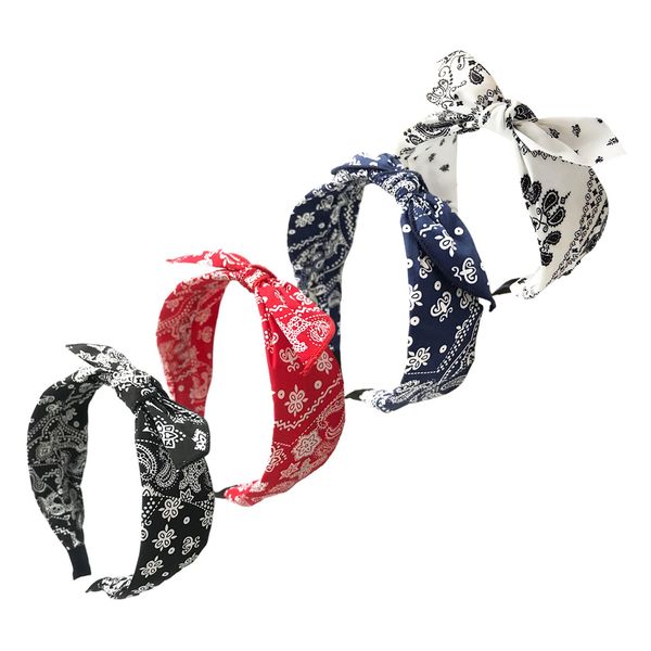 4pcs Knotted Headbands White Red Navy Black Wide Headband Bow Headband Women Skirt Accessories Headscarf Bow