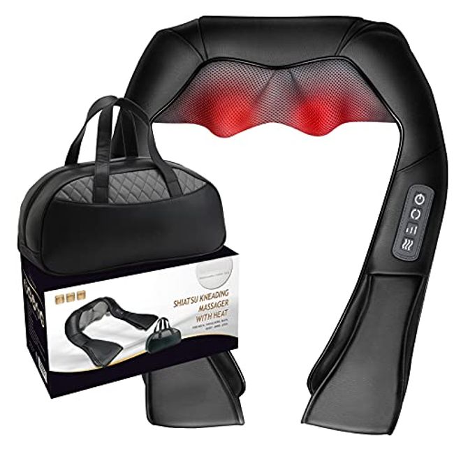 Battery Charge Shiatsu Neck Shoulder Back Massager with Heat and