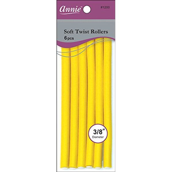 Annie 01200 Soft Twist Rollers, Yellow, 6 Count