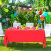 ELECLAND Red Plastic Table Cover 137 x 274 cm Red Plastic Tablecloth Rectangle Red Table Cover for Indoor or Outdoor Baby Shower, Wedding, Birthday Party Decorations