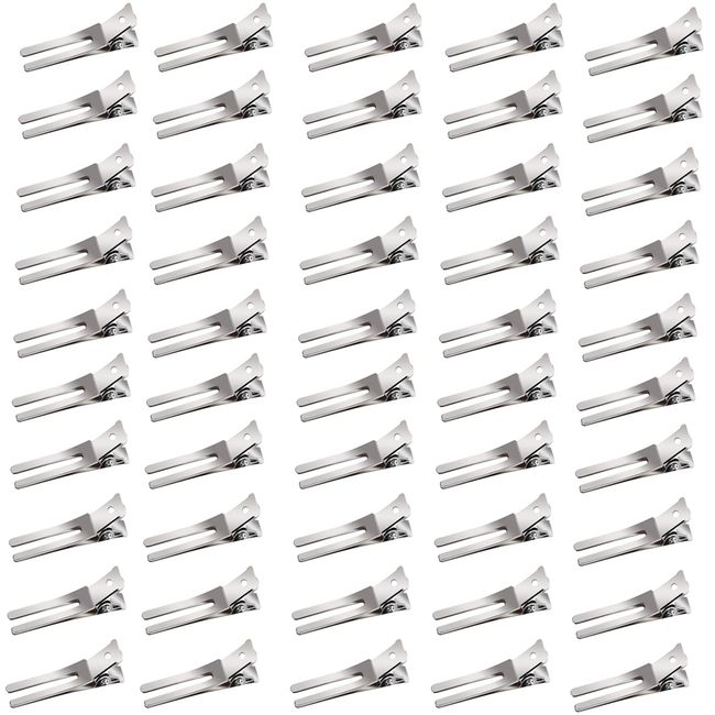 50 Stück Locken-Klammern, 4,5 cm, Abteilklammern Haarklammer Volumen Clips Frisur Doppel Zinken Pin Curl Einstellung Abschnitt Haarspangen, DIY Styling Clips für Friseursalon, Barber