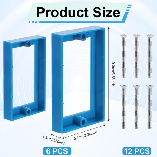 NQEUEPN 6pcs 1/2"" Single Gang Receptacle Outlet Box Extenders, Electric Outlet Extender Box with 12 Screws Receptacle Extender for Electric Box and Electric Outlet Switches (Blue), M