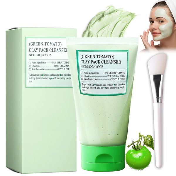 Green Tomato Clay Mask,Green Tomato Clay Mask Cleanser,Koreanische Green Tomato Clay Mask,Green Tomato Clay Pack Cleanser zur Tiefenreinigung, Entgiftung und Reduzierung von Akne und Mitesser