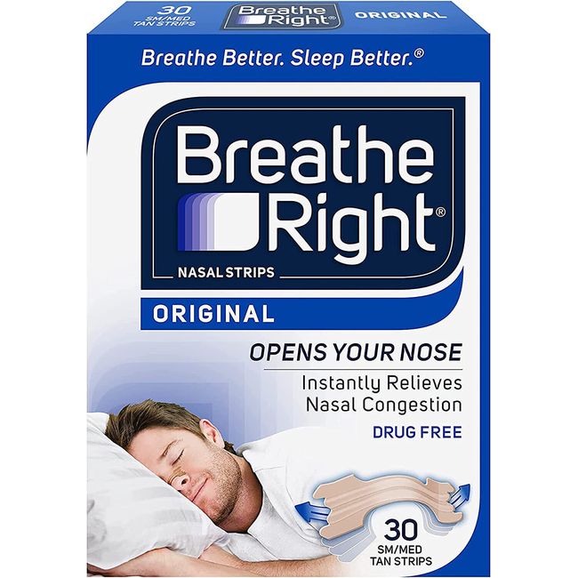 Breathe Right Original Tan Nasal Strips, Small & Medium 30 Ct 810071800061VL