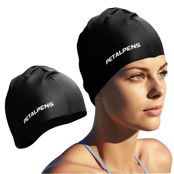 Unisex Silicone Swim Cap for Men and Women, Swimming Cap Keeps Hair Dry, Waterproof Swim Caps for Long Hair Short Hair, Bathing Caps Swim Hats Comfortable Non-Slip High Elasticity
