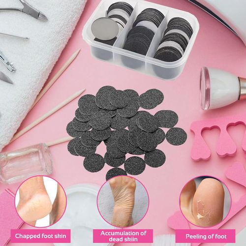 XIATIAN 60Pcs Sanding Paper Discs for Pedicure, Callus Remover Sandpaper, Replaceable Sandpaper Discs, Foot Files Discs with Nail Drill Bit for Manicure Pedicure Dead Skin Callus Removal#80#120#180