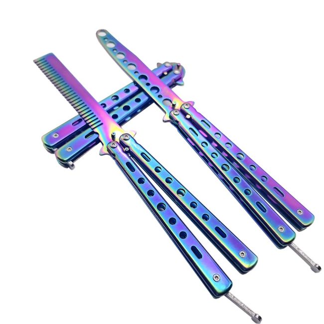 Portable Butterfly Training Knife Foldable CSGO Balisong Trainer Pocket  Flail Knife Uncut Blade Butterfly Comb For Training Tool