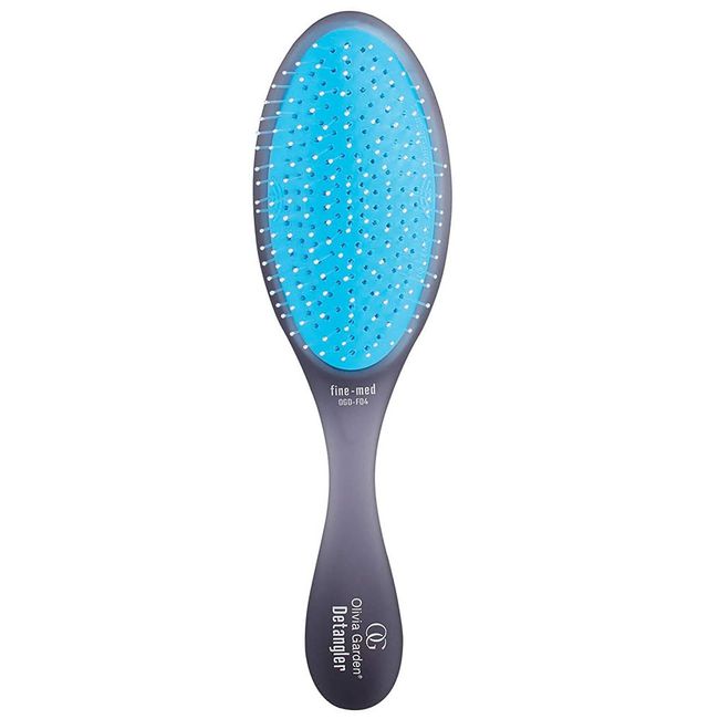 Olivia Garden OG Brush Detangler, removable cushion, scalp hugging shape massages the scalp, for wet or dry hair, for women, men and children, Fine to Medium hair, Black