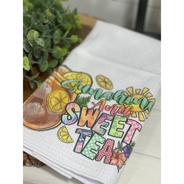 Sunshine & Sweet Tea Waffle Weave Tea Towel