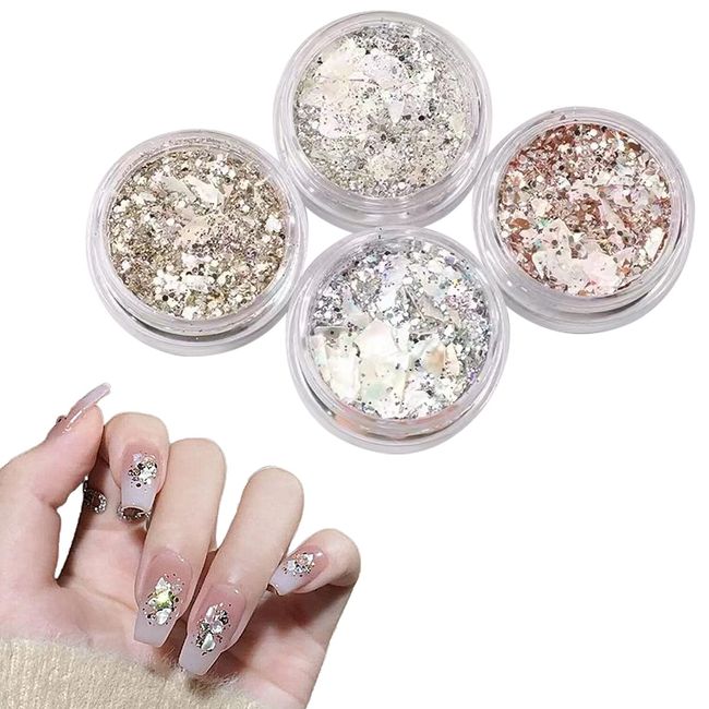 Doyime Glitter Glitter Nail [4 Colors] Nail Parts Sequins in Container Glitter DIY Nail Art Jewelry Parts Jewelry Parts Nail Parts Sequins Nail Ornaments Hair Ornaments Face Body Christmas