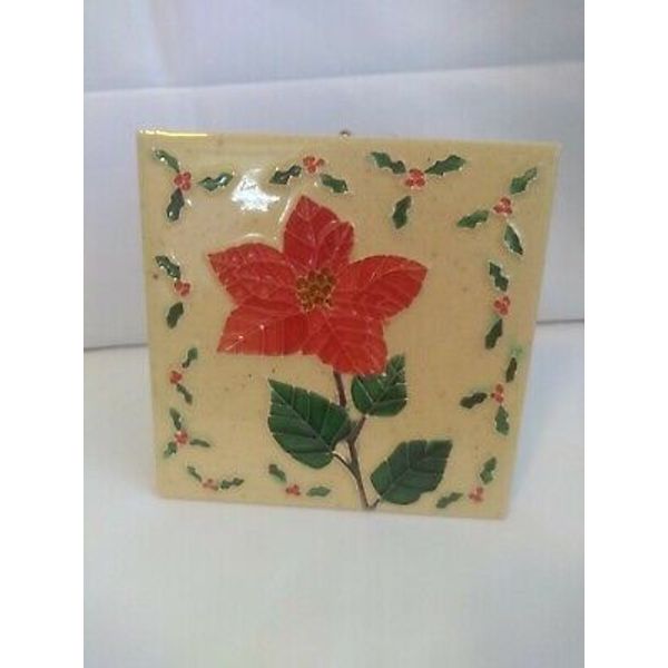 Poinsettia Decorative Tile Wall Or Table Christmas Decor Art 6in X 6in