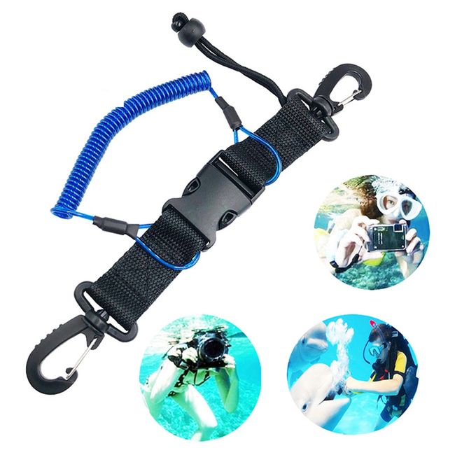 Scuba Diving Dive Black Lanyard Clip w/ Webbing Strap Quick Release Buckle  - scubachoice