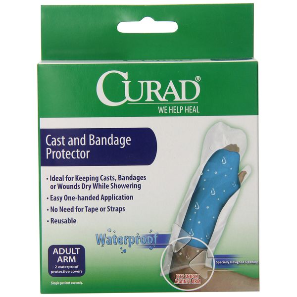 CURAD Adult Arm Cast and Bandage Protectors, Water Resistant, Reusable, Ideal for Shower and Bath