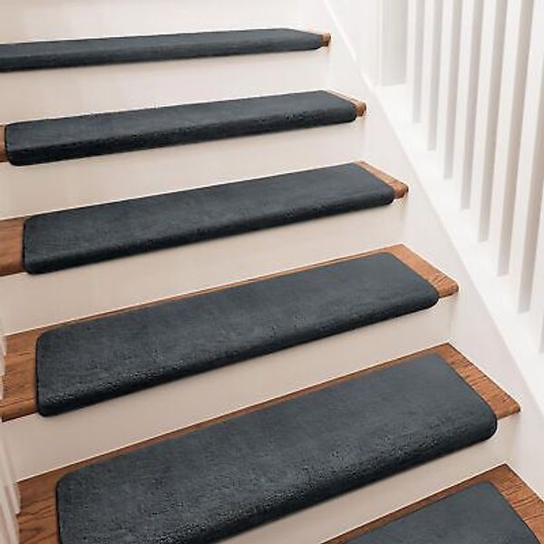 Carpet Stair Treads Ultra Plush Soft Bullnose Indoor Stair Protectors Pet Friend