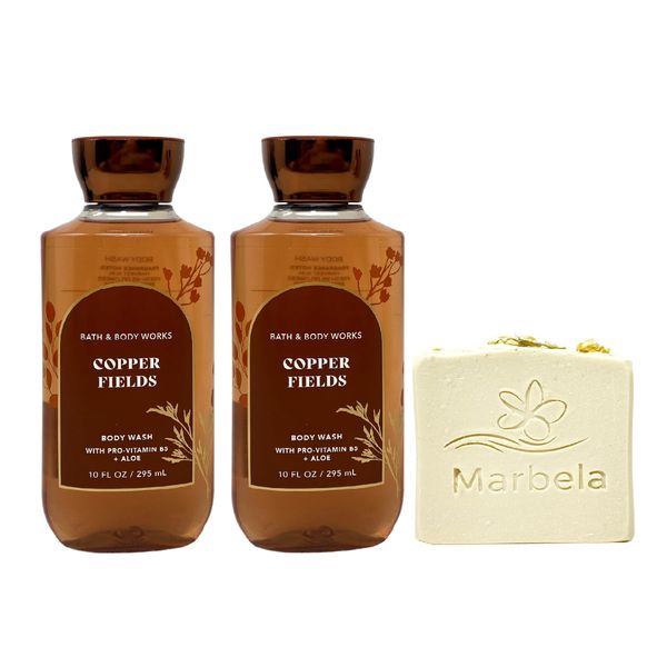 Bath & Body Works Copper Fields 2 Pack Body Wash Bundle with a Wild Jasmine Bar Soap - Full Size