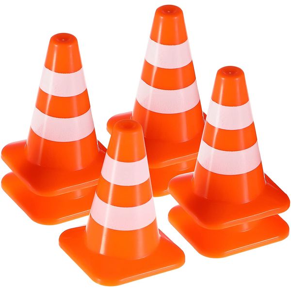 STOBOK Traffic Cone, 14pcs Traffic Signs Toys Miniature Traffic Road Cone Construction Toys Mini Cones Kids DIY Traffic Roadblock Toy for Kids Educational Toys