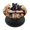 Book Lover Librarian Black Cat PopSockets Adhesive PopGrip