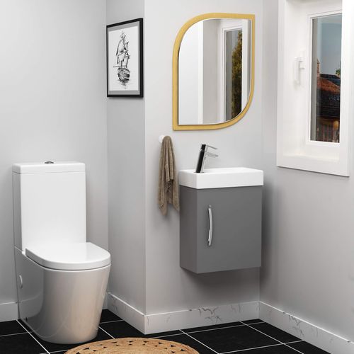 Modern Bathroom Vanity Unit 400mm 1-Door Wall Hung Storage Cabinet Basin Sink Indigo Grey Gloss Cloakroom