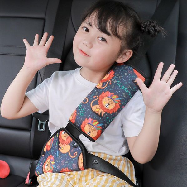 OTKARXUS Seat Belt Pads,2PCS Universal Car Safety Seat Belt Pillow with Seatbelt Strap Cover,Car Seat Accessories Seat Belt Cover Shoulder Pads for Kids (Little Lion Pattern)