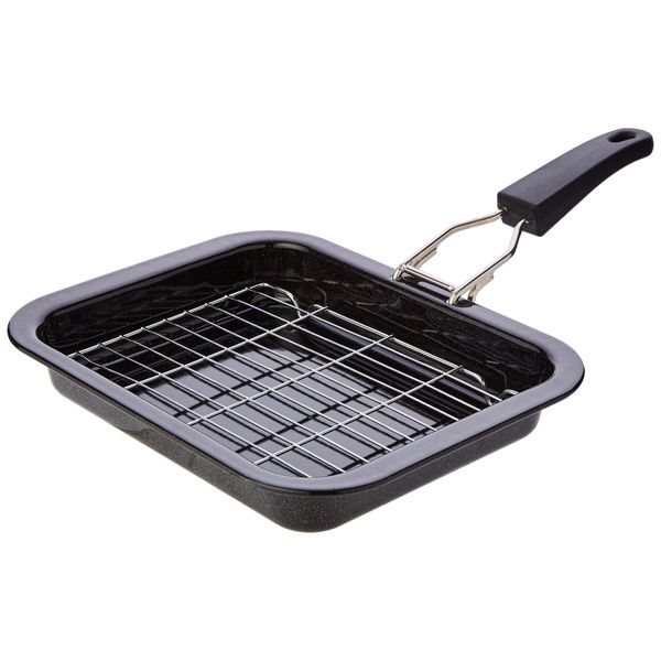 Pendeford Enamel Grill Pan and Rack, 28x22x4cm, Black