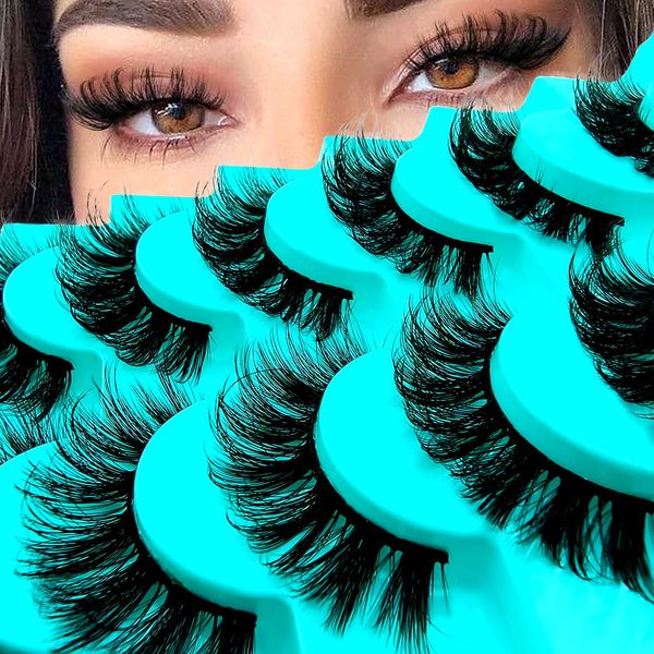 7 Paare 3D Falsche Wimpern Katzenauge, Flauschiges Volumen D Curl Cat-Eye Künstliche Wimpern Natürlich Look, Wiederverwendbar Handgemacht Faux Mink Make-up-Wimpern(BH02)