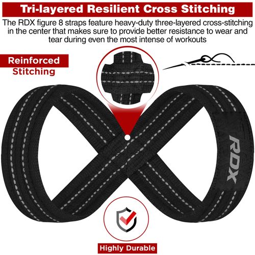 RDX Lifting Straps Strength Training Bodybuilding, Figure 8 Deadlift Weightlifting Wrist Protection Handle, Padded Powerlifting Fitness Weight Lifting Straps, Women Men Deadlift Pull Up Grip