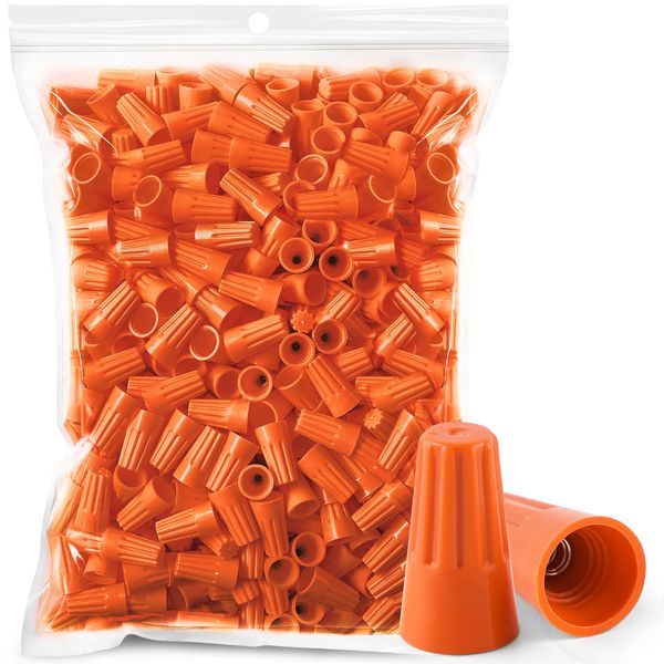 Crweety 600PCS Wire Connectors Nuts 18-16 AWG Electric Wire Caps Insulating Insert Twist Electrical Wire Connectors Orange Wire Assortment Nuts for Quick Connection