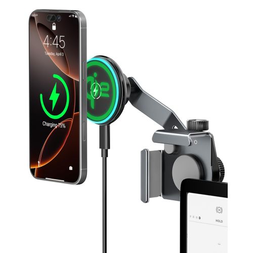 CloudValley Qi2 15W Wireless Charger Phone Mount for Tesla Model Y/3, 【Extendable Metal Holder】Compatible with iPhone MagSafe, Strong Magnetic Adjustable Car Holder for Tesla Model 3/Y/S/X/Cybertruck